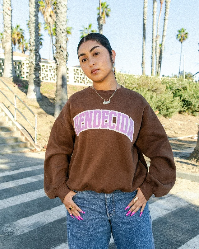 Hooded Women's Fleece - Lined Sweaters for WinterBendecida Varsity Sweater - Brown Lilac
