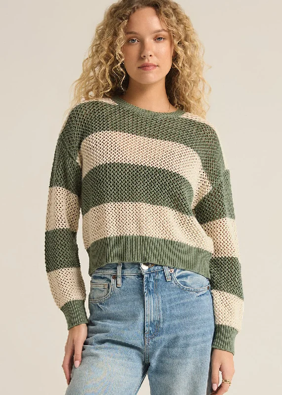 Hooded Women's Fleece - Lined Sweaters for WinterBroadbeach Stripe Sweater - Palm Green