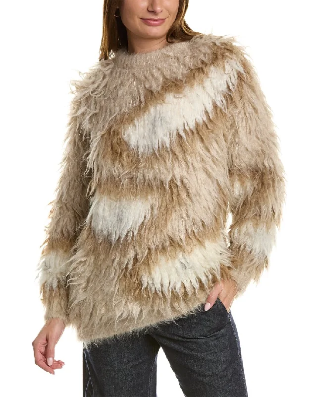 Longline Women's Mohair Sweater Dresses in a Loose FitBrunello Cucinelli Mohair & Alpaca-Blend Sweater