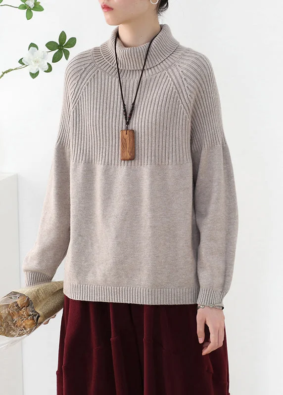 Open - Front Women's Cardigan - Style Mohair SweatersCamel Side Open Thick Knit Sweaters Long Sleeve