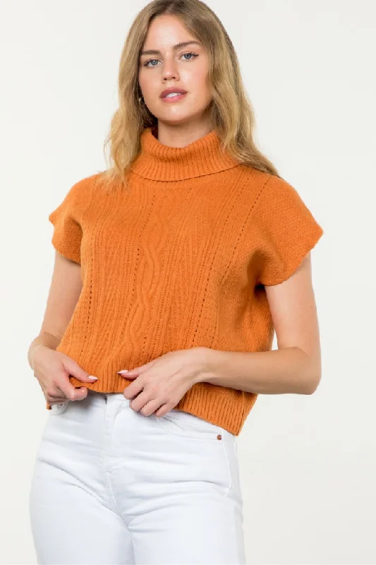 Plus Size Women's Ruffled Hem Sweaters in Floral PrintsClementine Turtleneck Sweater Tank
