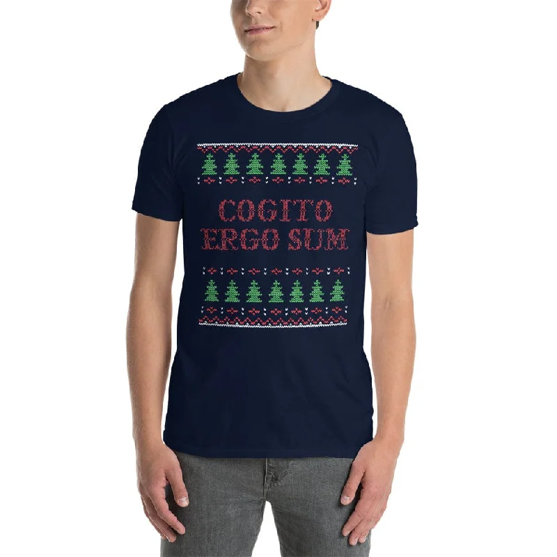 V - Neck Women T Shirt to Enhance the NecklineCogito Ergo Sum - Ugly Xmas Sweater - Premium T-Shirt V - Neck Women T Shirt to Enhance the NecklineCogito Ergo Sum - Ugly Xmas Sweater - Premium T-Shirt