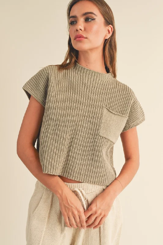 Mock Neck Women's Alpaca Wool Sweaters in Earth TonesEllie Sweater Tank in Olive