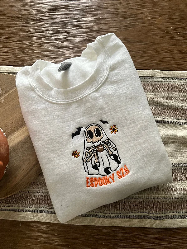 Bell - Sleeve Women's Mohair - Wool Blend SweatersEspooky SZN Embroidered Crew/Shirt