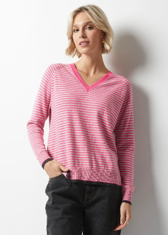Plus Size Women's Embroidered Sweaters in Ethnic StylesESSENTIAL STRIPE SWEATER
