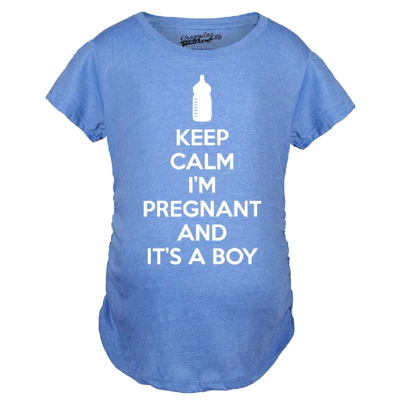 Keep Calm I'm Pregnant And It's A Boy Maternity T Shirt