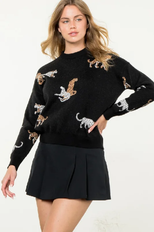 Cropped Women's Angora Blend Sweaters for a Trendy LookLayla Leopard Sweater