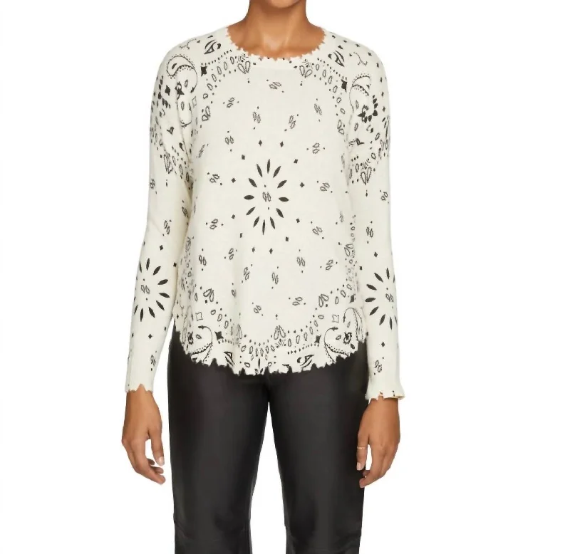Mock Neck Women's Alpaca Wool Sweaters in Earth TonesMela Bandana Sweater In White