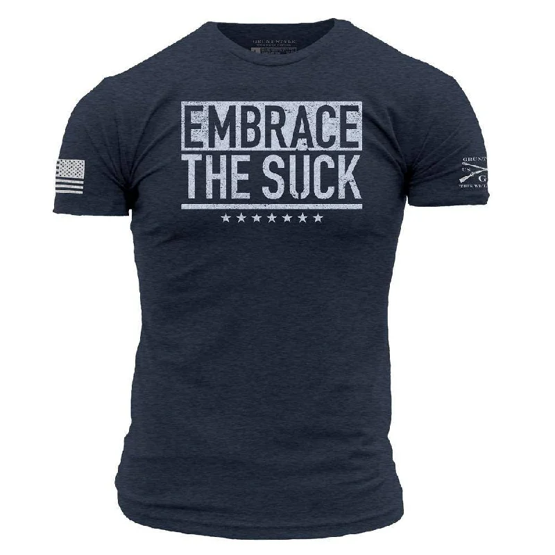 Crop Top Women T Shirt to Pair with High - Waisted BottomsEmbrace The Suck T-Shirt - Midnight Navy