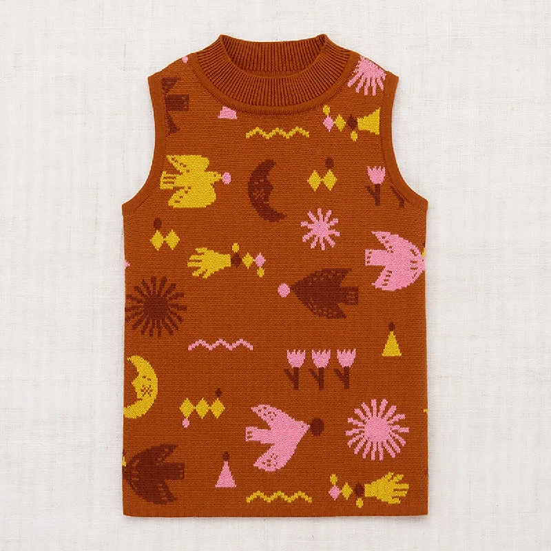 Mock Neck Shell in Gingerbread Daleyden Fête Jacquard by Misha & Puff - Last Ones In Stock - 3-6 Years