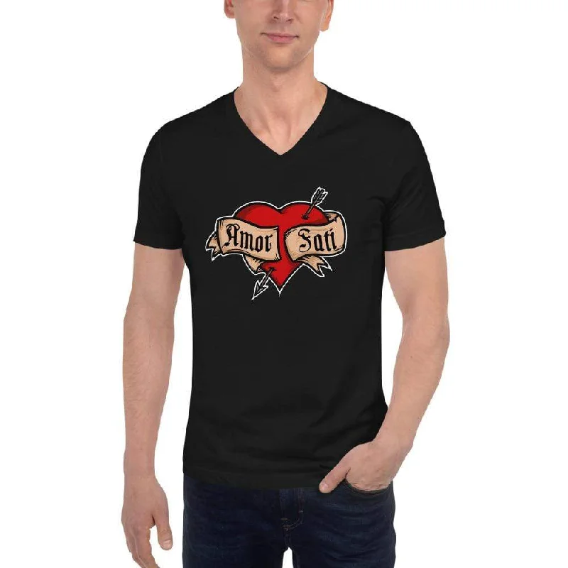 Nietzsche Fatalism Amor Fati Tattoo Heart - Unisex V-Neck T-Shirt