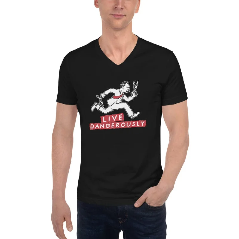 Nietzsche running with scissors - live dangerously - Unisex V-Neck T-Shirt