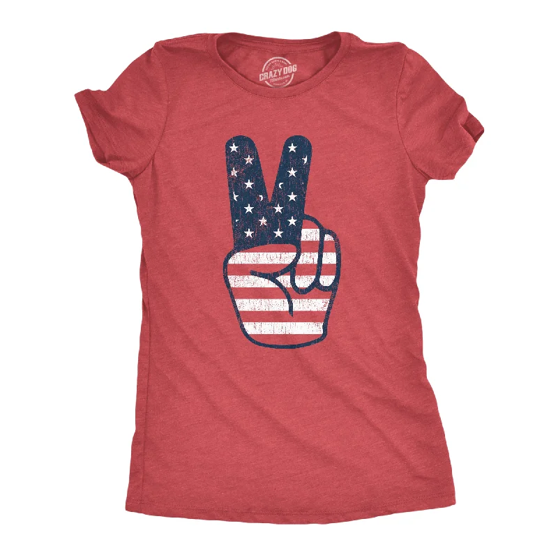Striped Women T Shirt in a Classic PatternPeace Sign American Flag Women's T Shirt