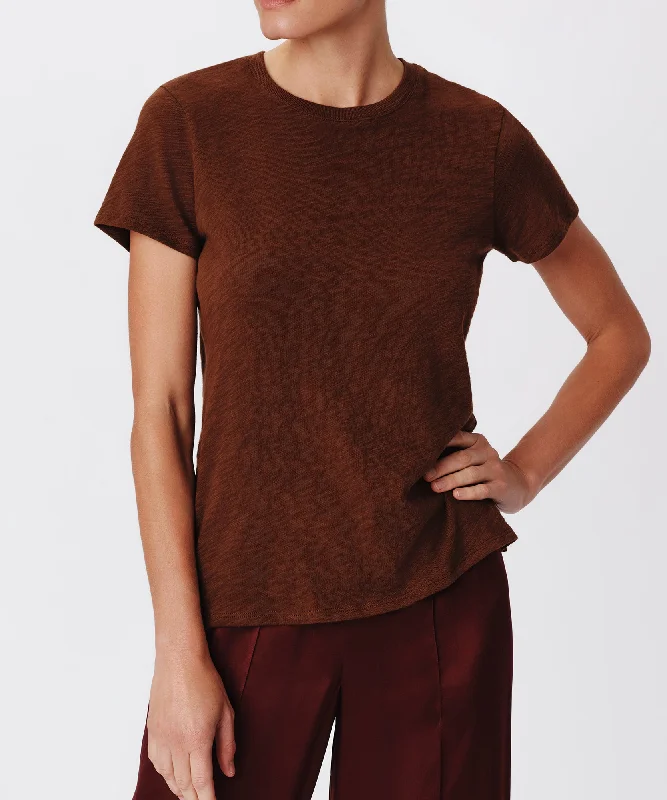Plus Size Women T Shirt for a Comfortable and Flattering FitSlub Jersey Schoolboy Short Sleeve Crew Neck Tee - Pecan Brown Plus Size Women T Shirt for a Comfortable and Flattering FitSlub Jersey Schoolboy Short Sleeve Crew Neck Tee - Pecan Brown