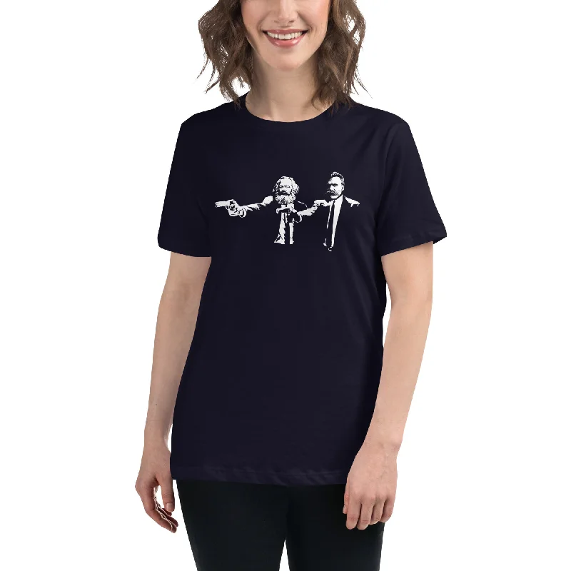 Ringer T Shirt Women with Retro - Inspired StripesPhilo Fiction - Marx & Nietzsche - Women's T-Shirt Ringer T Shirt Women with Retro - Inspired StripesPhilo Fiction - Marx & Nietzsche - Women's T-Shirt