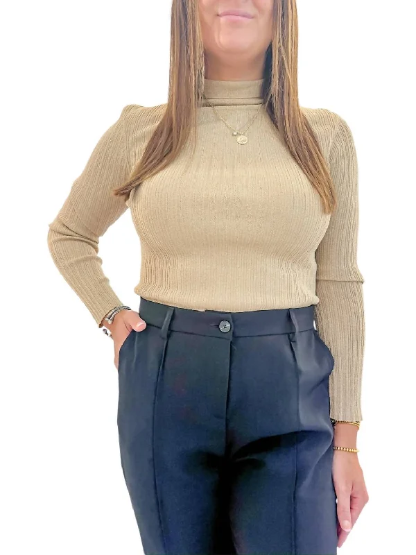 Plus Size Women's Belted Cable Knit SweatersPriscilla Top In Gold