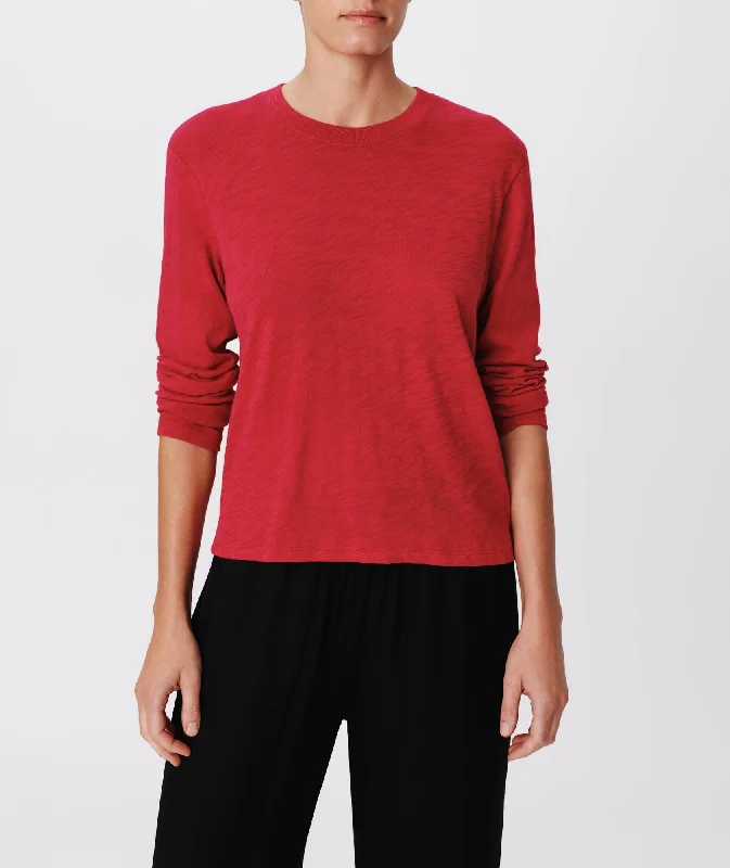 Puff Sleeve Women T Shirt for a Fashion - Forward LookSlub Jersey Long Sleeve Crop Tee - Rubellite Puff Sleeve Women T Shirt for a Fashion - Forward LookSlub Jersey Long Sleeve Crop Tee - Rubellite