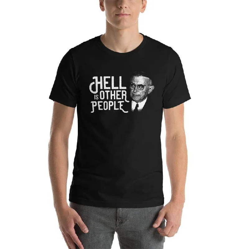 Sequined Women T Shirt for a Sparkly Night OutSartre Portrait - Hell is other people - Basic T-Shirt Sequined Women T Shirt for a Sparkly Night OutSartre Portrait - Hell is other people - Basic T-Shirt