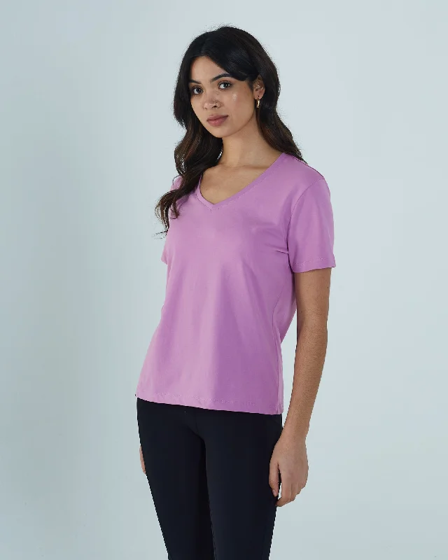 Organic Cotton Women T Shirt for Eco - Conscious WearersLake T-Shirt Purple Orchid