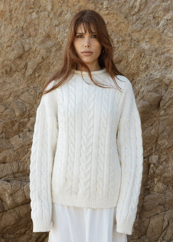 High - Low Hem Women's Cashmere - Blended SweatersThe Mael Sweater - Cream