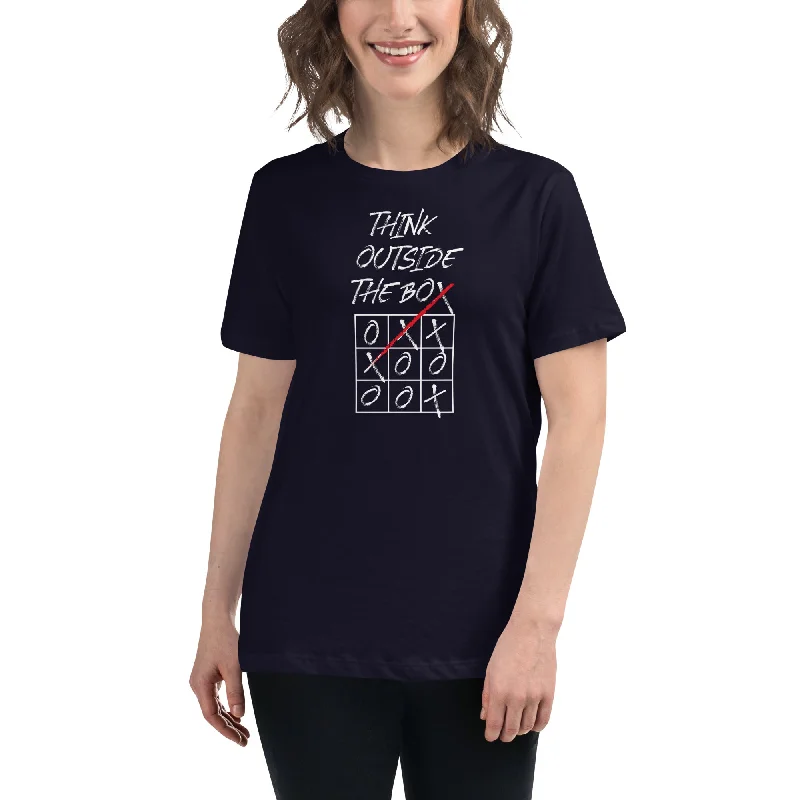Embroidered Women T Shirt with Intricate DetailsThink Outside The Box - Women's T-Shirt Embroidered Women T Shirt with Intricate DetailsThink Outside The Box - Women's T-Shirt