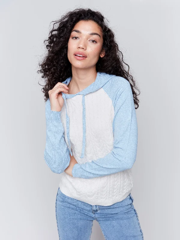 Plus Size Women's Embroidered Sweaters in Ethnic StylesTwo-Toned Hoodie Sweater - Frost