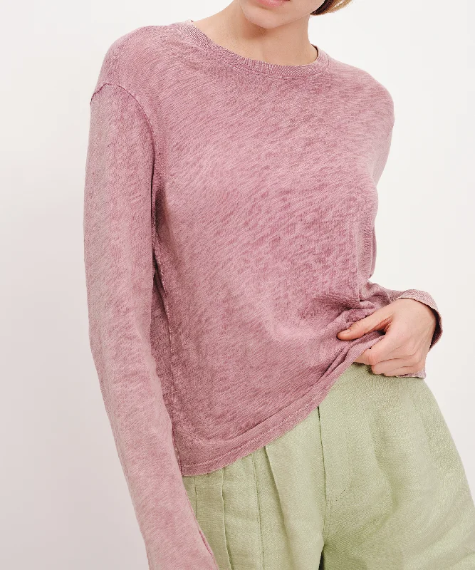 Sheer Women T Shirt for a Stylish and Alluring LookSlub Jersey with Chroma Wash Long Sleeve Crop Tee - Wisty Mauve Sheer Women T Shirt for a Stylish and Alluring LookSlub Jersey with Chroma Wash Long Sleeve Crop Tee - Wisty Mauve