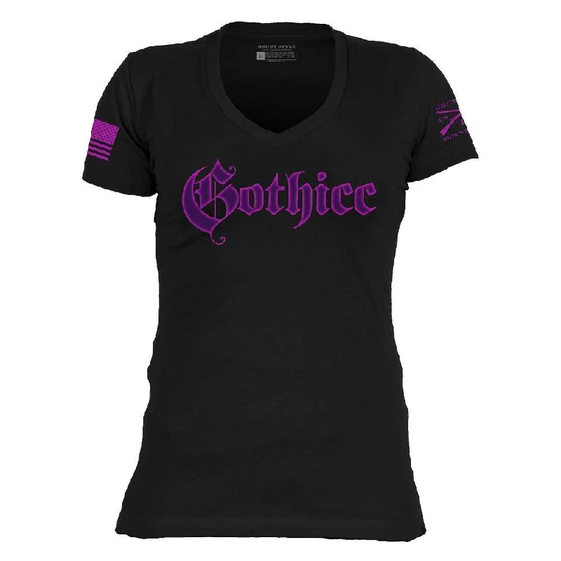 Sleeveless Women T Shirt for Summer ComfortWomen's Gothicc V-Neck T-Shirt - Black