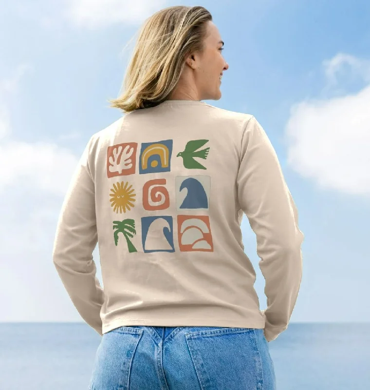 Distressed Women T Shirt with a Laid - Back AestheticWomen's Life Outside Heavyweight Long Sleeve T-Shirt Distressed Women T Shirt with a Laid - Back AestheticWomen's Life Outside Heavyweight Long Sleeve T-Shirt