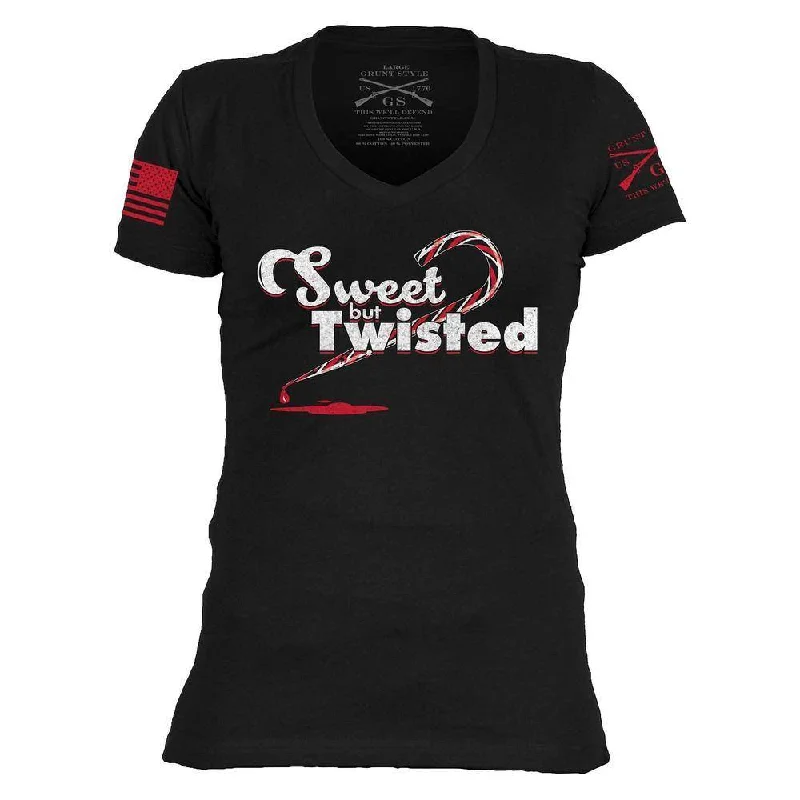 Ringer T Shirt Women with Retro - Inspired StripesWomen's Sweet but Twisted V-Neck Tee - Black Ringer T Shirt Women with Retro - Inspired StripesWomen's Sweet but Twisted V-Neck Tee - Black