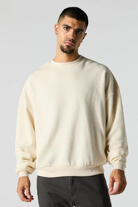 Women's sweatshirt with a mesh panel insert for breathability during workoutsBoxy Crewneck Fleece Sweatshirt