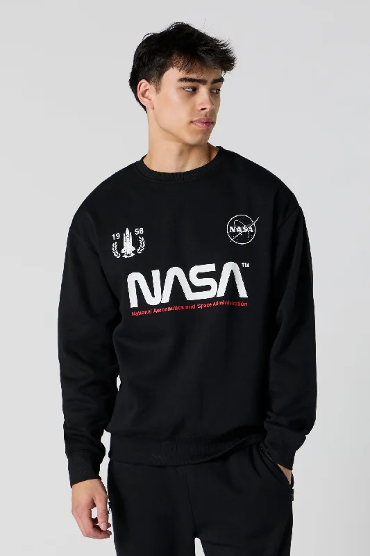 Women's quarter - zip sweatshirt made of organic cotton for eco - conscious fashionNASA Graphic Fleece Sweatshirt Women's quarter - zip sweatshirt made of organic cotton for eco - conscious fashionNASA Graphic Fleece Sweatshirt