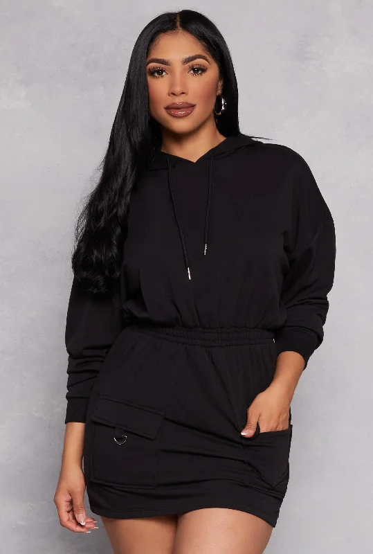 Almost Famous Elastic Waist Hoodie Dress