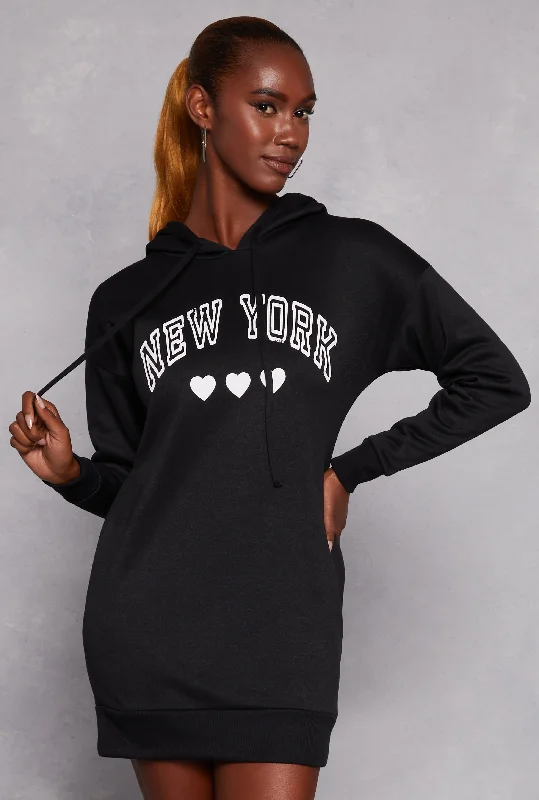 New York Graphic Hoodie Dress