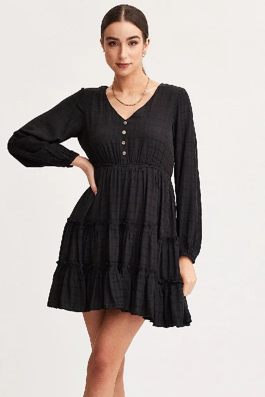Lace - Embellished Women Dress for an Elegant and Sophisticated AppearanceBlack Skater Dress Long Sleeve Mini Lace - Embellished Women Dress for an Elegant and Sophisticated AppearanceBlack Skater Dress Long Sleeve Mini