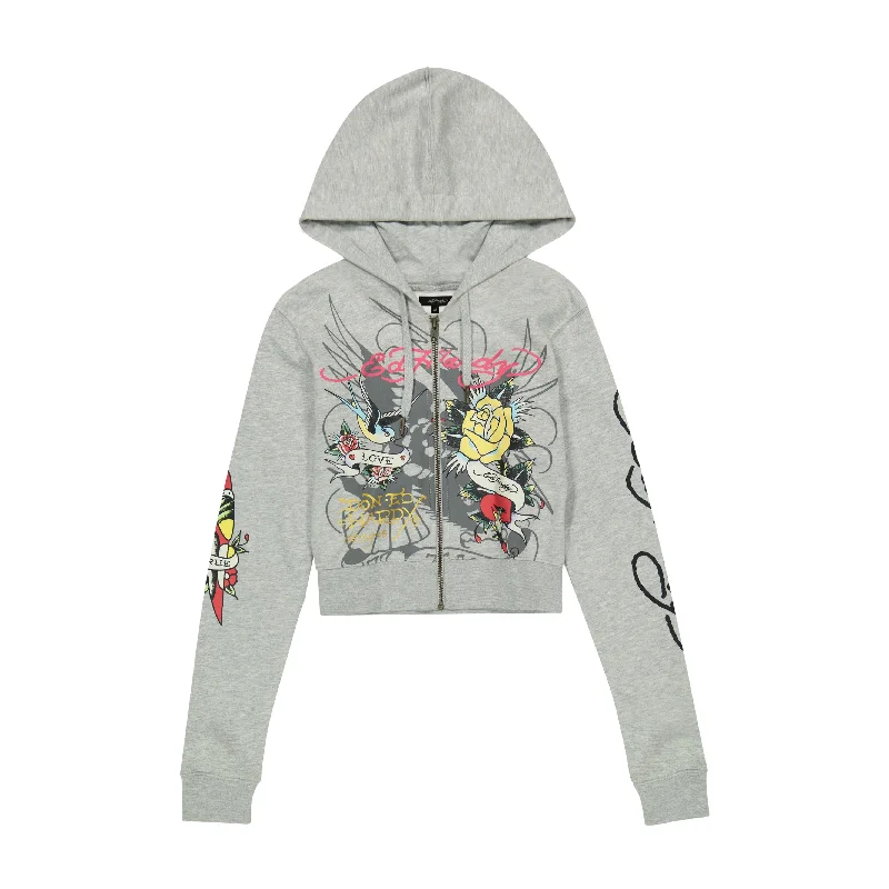 Women's hoodie with a kangaroo pocket and a pom - pom drawstring for added charmBrave Eagle Cropped Hoodie Women's hoodie with a kangaroo pocket and a pom - pom drawstring for added charmBrave Eagle Cropped Hoodie