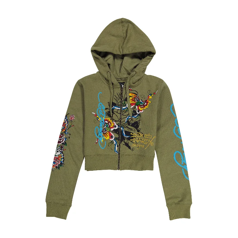 Women's long - sleeve cropped sweatshirt with ribbed cuffs for a snug fitButterflies Cropped Hoodie Women's long - sleeve cropped sweatshirt with ribbed cuffs for a snug fitButterflies Cropped Hoodie