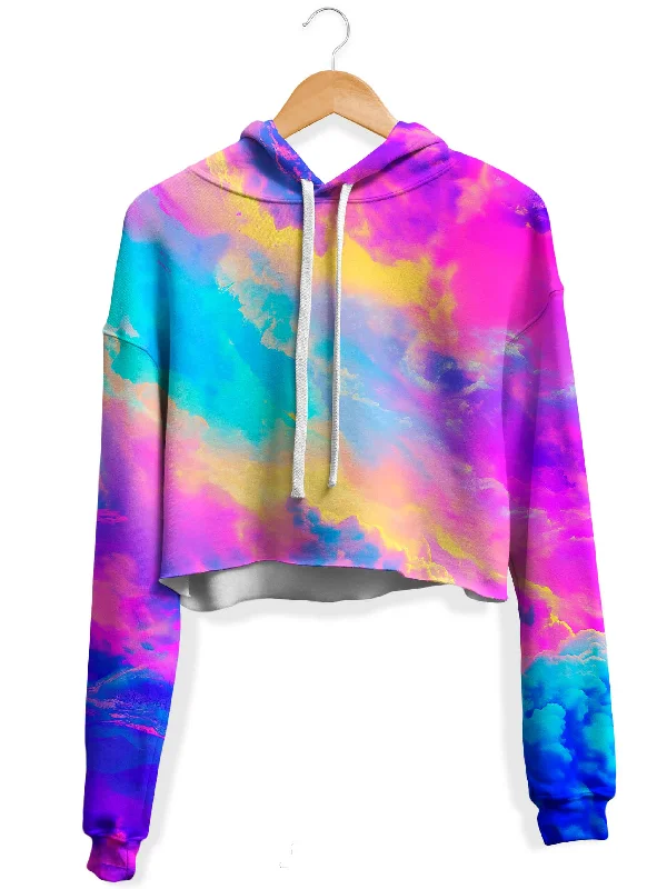 Women's quarter - zip sweatshirt made of organic cotton for eco - conscious fashionCloudopia Fleece Crop Hoodie