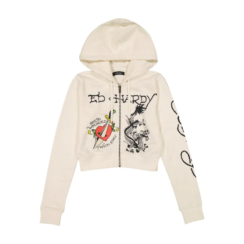 Women's fleece - lined hoodie with thumbholes for warmth in winterDagger Heart Cropped Hoodie Women's fleece - lined hoodie with thumbholes for warmth in winterDagger Heart Cropped Hoodie