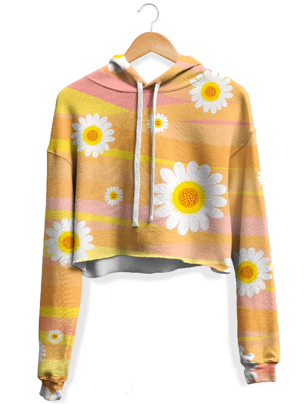 Women's hoodie with a glittery print for a glamorous and sparkly appearanceDancing Daisies Fleece Crop Hoodie Women's hoodie with a glittery print for a glamorous and sparkly appearanceDancing Daisies Fleece Crop Hoodie