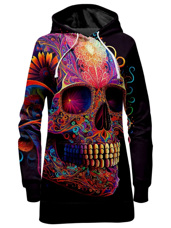 Women's cropped sweatshirt with a lace - trimmed hem for a romantic lookDOTD Skull Hoodie Dress Women's cropped sweatshirt with a lace - trimmed hem for a romantic lookDOTD Skull Hoodie Dress