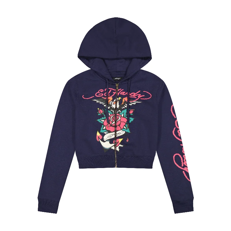 Women's hoodie with a glittery print for a glamorous and sparkly appearanceEagle Rose Cropped Hoodie Women's hoodie with a glittery print for a glamorous and sparkly appearanceEagle Rose Cropped Hoodie