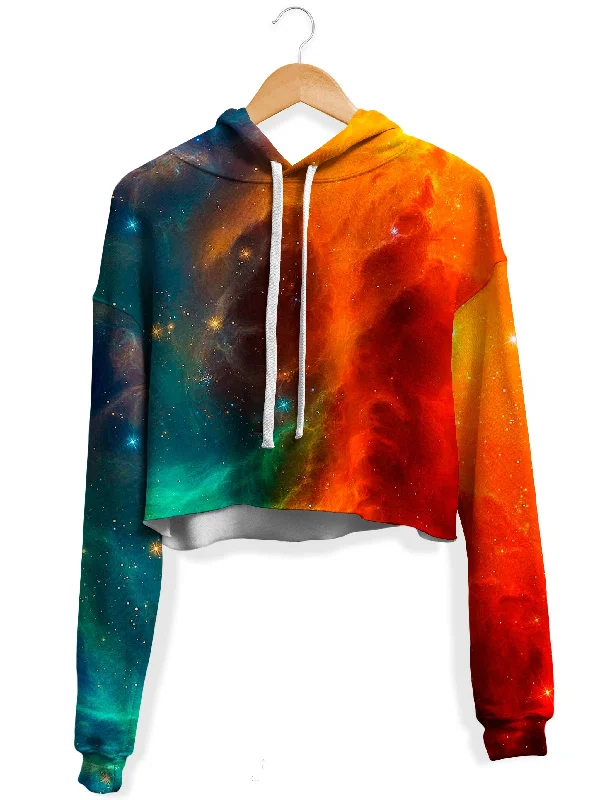 Women's fleece - lined hoodie with thumbholes for warmth in winterFire and Ice Galaxy Fleece Crop Hoodie Women's fleece - lined hoodie with thumbholes for warmth in winterFire and Ice Galaxy Fleece Crop Hoodie