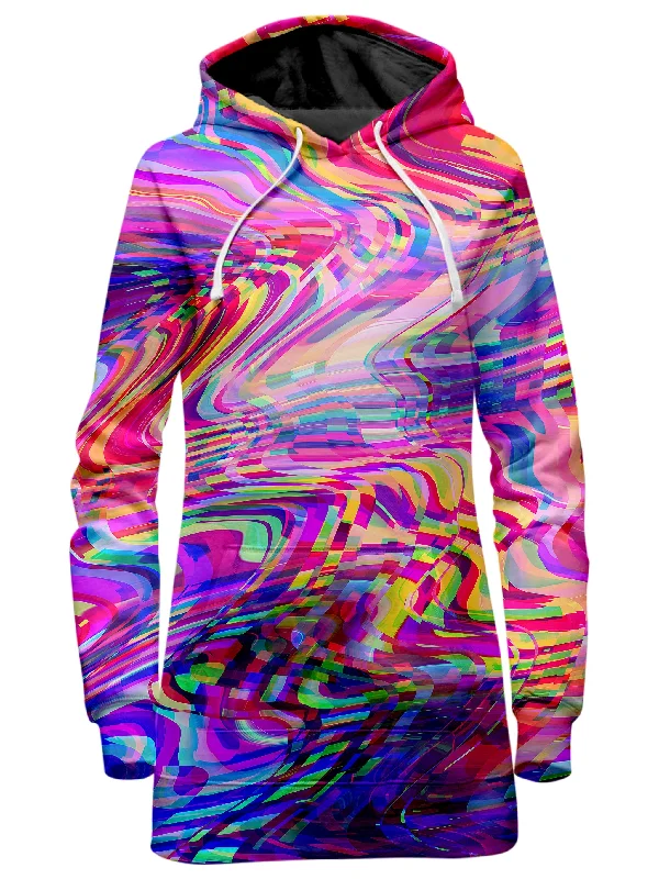 Women's graphic - printed sweatshirt featuring floral patterns for a feminine touchGlitch Waves Hoodie Dress Women's graphic - printed sweatshirt featuring floral patterns for a feminine touchGlitch Waves Hoodie Dress