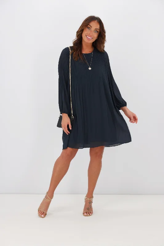 Empire Waist Women Dress to Accentuate the Bust and Conceal the WaistGloss by Shine On Ashleigh Micro Pleat Dress Space Blue Empire Waist Women Dress to Accentuate the Bust and Conceal the WaistGloss by Shine On Ashleigh Micro Pleat Dress Space Blue