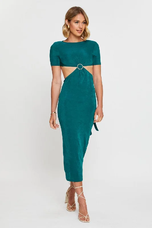 Printed Abstract Women Dress for a Modern and Artistic AppealGreen Maxi Dress Bodycon