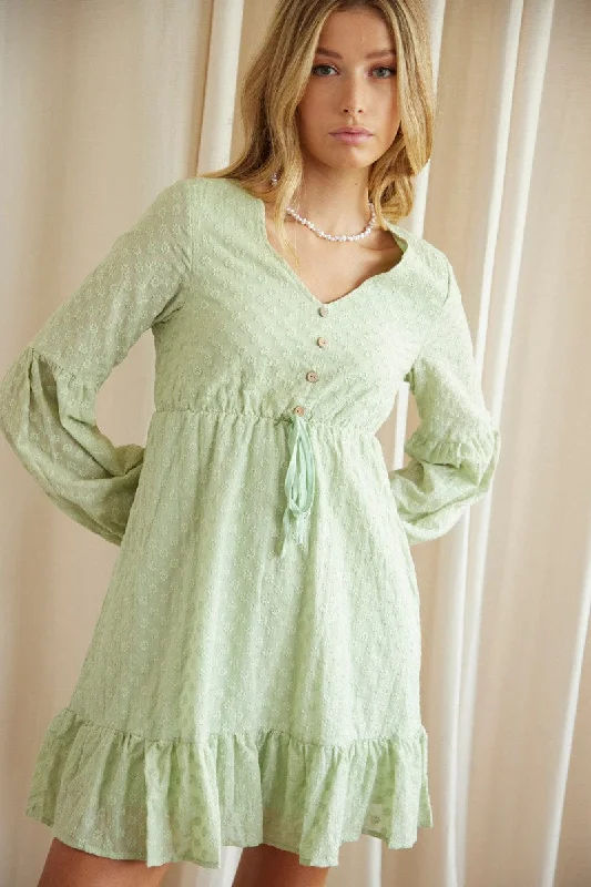 Off - the - Shoulder Women Dress for a Romantic and Feminine LookGreen Mini Dress Long Sleeve Off - the - Shoulder Women Dress for a Romantic and Feminine LookGreen Mini Dress Long Sleeve