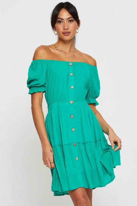 Empire Waist Women Dress to Accentuate the Bust and Conceal the WaistGreen Mini Dress Off Shoulder Linen Empire Waist Women Dress to Accentuate the Bust and Conceal the WaistGreen Mini Dress Off Shoulder Linen
