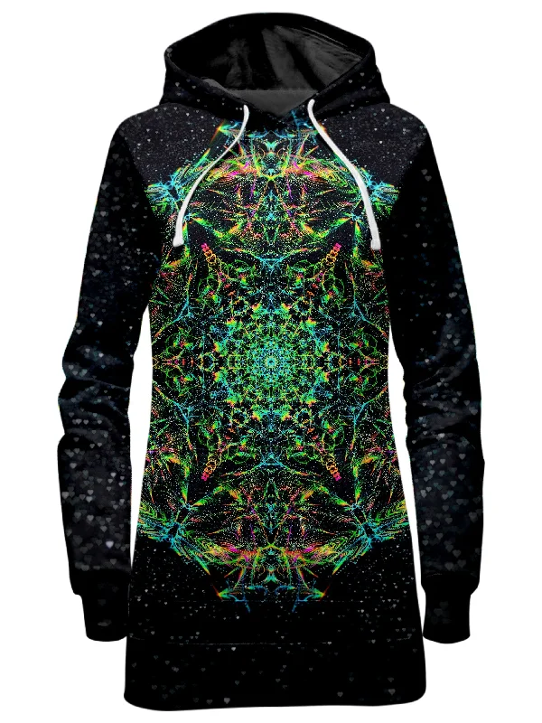 Women's tie - front hoodie in a lightweight fabric for summer layeringGreen Prism Hoodie Dress Women's tie - front hoodie in a lightweight fabric for summer layeringGreen Prism Hoodie Dress