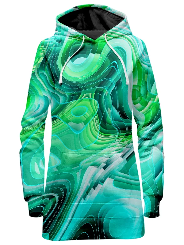 Women's pullover hoodie with a side slit for a modern and relaxed fitGreen Schism Hoodie Dress